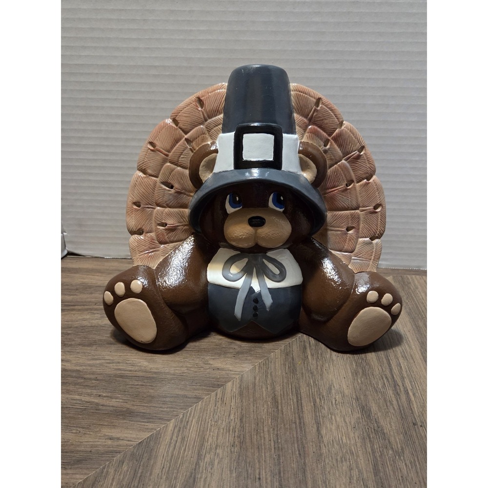 Ceramic Vintage Teddy Bear Turkey, Thanksgiving, Pilgrim, Cottagecore Grannycore
